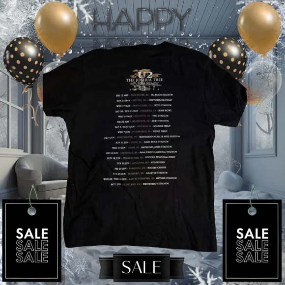 “RARE” NEW U2 The Joshua Tree Tour 2017 Black T-Shirt Med/Large - Picture 4 of 11